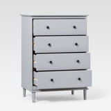 4-Drawer Solid Wood Dresser BR4DDRGY-T Grey BR4DDRGY-T Walker Edison