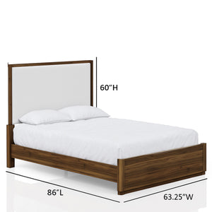 English Elm Queen Upholstered Headboard Bed Walnut Veneer Frame Transitional Bedroom Furniture B2699S00063