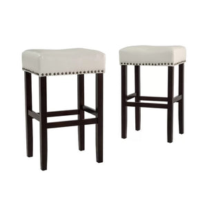 English Elm Christopher Knight Home® - 30-inch Bonded Leather Counter Stool Set of 2 — Ivory Backless Modern Design, Bronze Legs, 250lb Capacity N780P234206L