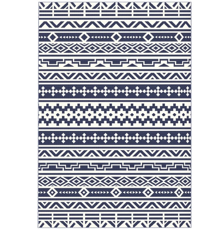 English Elm Geometric Reversible Outdoor Rug Uv Resistant Polypropylene Flatweave with Carry Bag T3971P421264