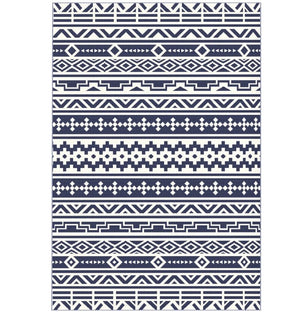English Elm Geometric Reversible Outdoor Rug Uv Resistant Polypropylene Flatweave with Carry Bag T3971P421264