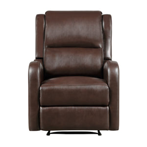 English Elm Brown Reclining Chair Durant Collection Faux Leather Recliner with Pull Tab, Solid Wood Frame, Cozy Comfort B011P294674