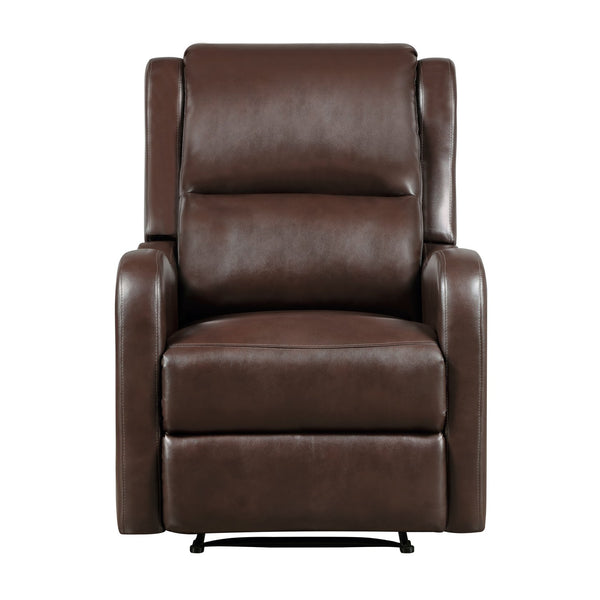 English Elm Brown Reclining Chair Durant Collection Faux Leather Recliner with Pull Tab, Solid Wood Frame, Cozy Comfort B011P294674