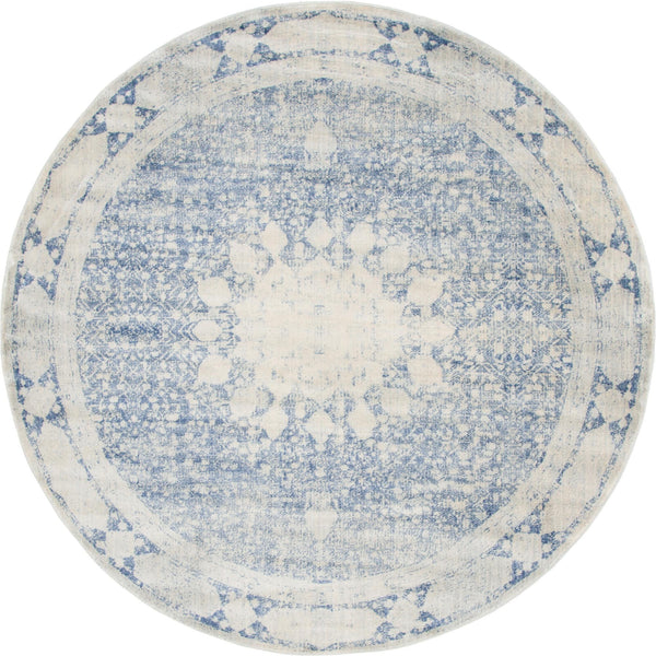 Unique Loom Asheville Rockwell Machine Made Border Rug Navy Blue, Gray/Beige 8' 0" x 8' 0"