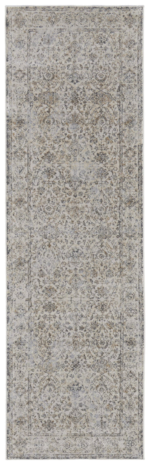 Feizy Rugs Celene Vintage Inspired Floral Rug – Traditional Elegance With Hand-knotted Look, Power Loomed Ivory,Tan,Gray Viscose,Polyester Cel39l0fbgegryi68