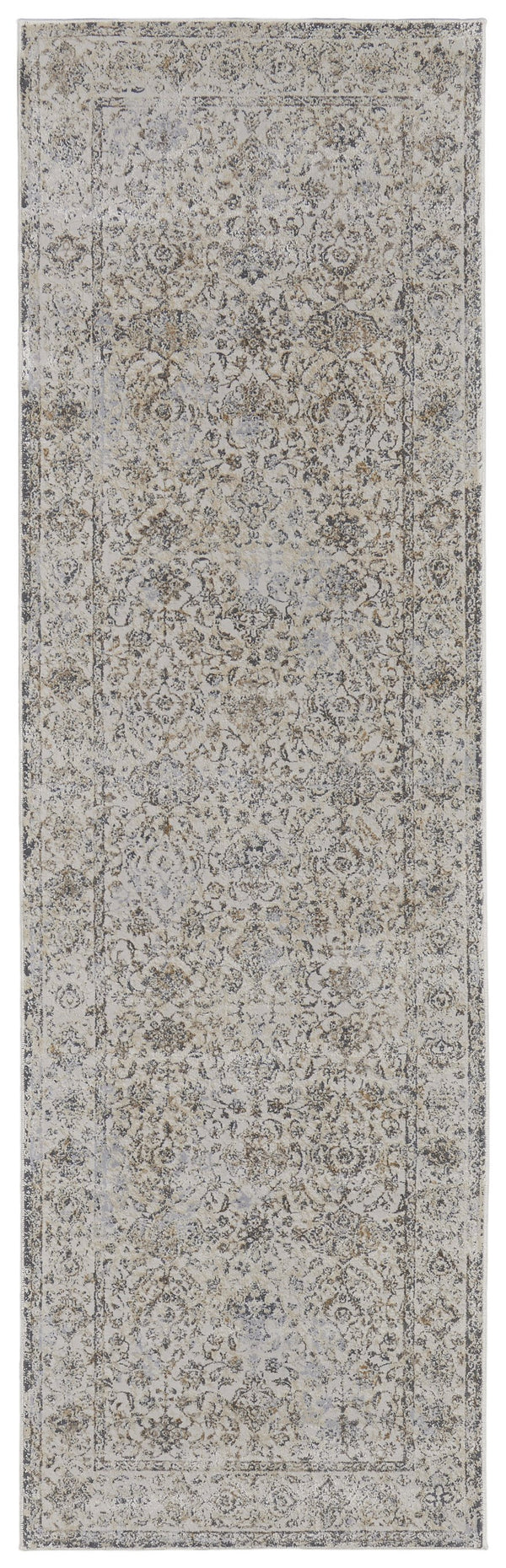 Feizy Rugs Celene Vintage Inspired Floral Rug – Traditional Elegance With Hand-knotted Look, Power Loomed Ivory,Tan,Gray Viscose,Polyester Cel39l0fbgegryi68
