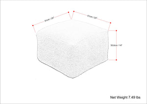 English Elm Chantal Ivory Bouclé Square Pouf Ottoman — 24" x 24" x 14" Lightweight Footrest Seat, Cozy Décor Accent B136P252623