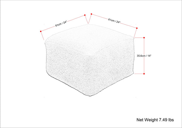 English Elm Chantal Ivory Bouclé Square Pouf Ottoman — 24" x 24" x 14" Lightweight Footrest Seat, Cozy Décor Accent B136P252623