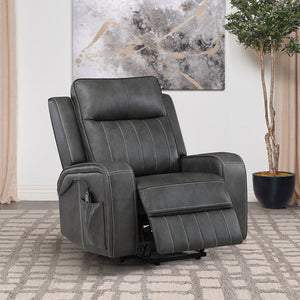 English Elm Mckinley Power Lift Recliner in Grey Leatherette with Plush Foam and Track Arms B062P468099