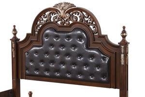 English Elm Lyon King Bed In Rich Cherry - Elegant Design With Tufted Headboard & Hand-Painted Gold Accents B078S00603