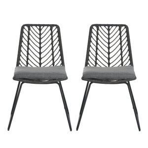 English Elm Christopher Knight Home® - DEJA Rattan Patio Chairs (2-Pack) with Gray Cushions, Iron Frame, 300 lb Capacity, Quick Assembly N762P240764E