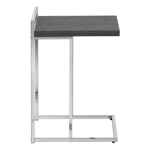 English Elm Accent Table - Stylish C-Shaped Design For Small Spaces, Grey Laminate Top & Chrome Metal Base B2710P219376