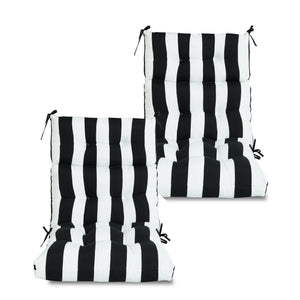 English Elm 2 High Back Patio Chair Cushions Set, 44x22x4 Tufted Reversible Outdoor Seat & Back Cushions Durable Polyester Black & White Print W419P298828