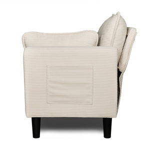English Elm 48" Corduroy Compact Loveseat with Side Pocket Solid Wood Frame for Small Spaces Beige W2715P409864