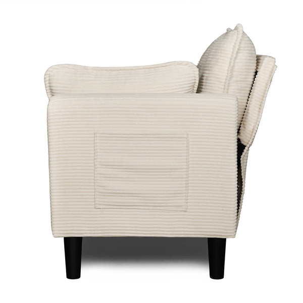 English Elm 48" Corduroy Compact Loveseat with Side Pocket Solid Wood Frame for Small Spaces Beige W2715P409864