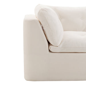 English Elm Modern Chenille Cloud Sectional with Ottoman Deep Sink Modular L Shaped Living Room Sofa Beige+White W2379S00001