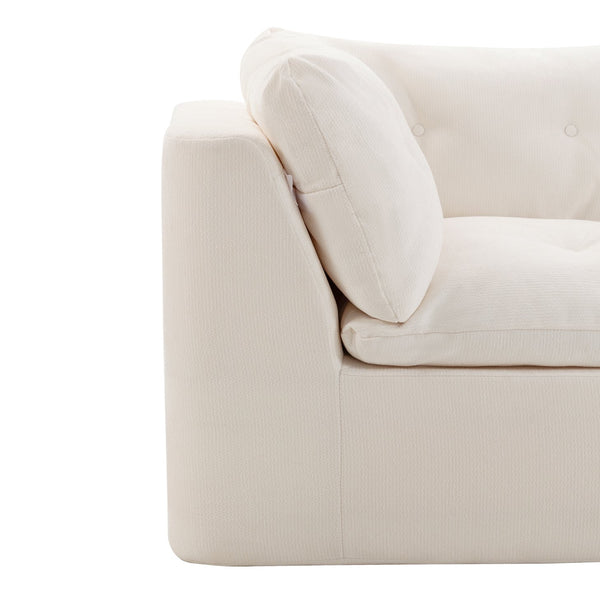 English Elm Modern Chenille Cloud Sectional with Ottoman Deep Sink Modular L Shaped Living Room Sofa Beige+White W2379S00001