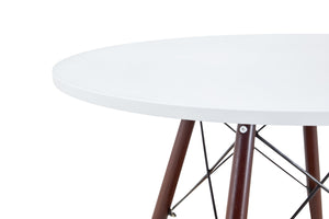 English Elm 31.5-inch Round Dining Table Solid Legs Woven Basket Storage Compact Modern Minimalist Walnut,White W1151P431131