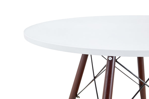 English Elm 31.5-inch Round Dining Table Solid Legs Woven Basket Storage Compact Modern Minimalist Walnut,White W1151P431131