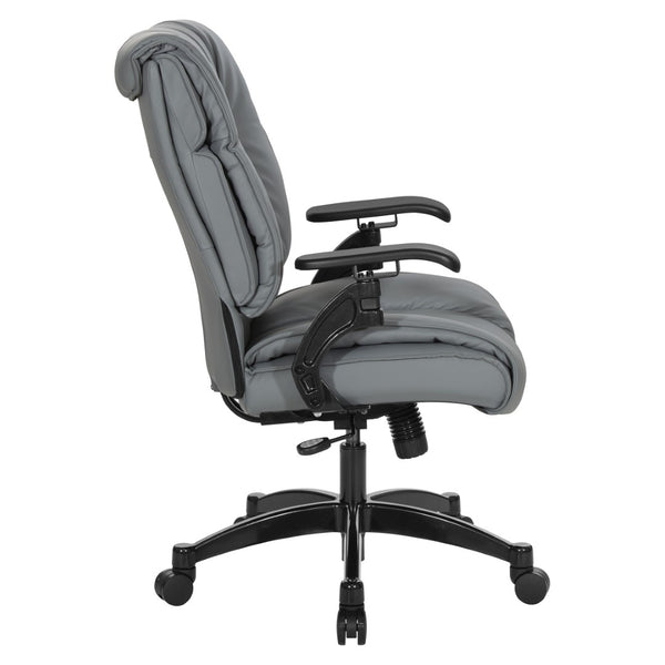 OSP Home Furnishings Leather Executive Conference Chair with Lumbar Support Pillow Top Ergonomic Seating 9333E-EC42