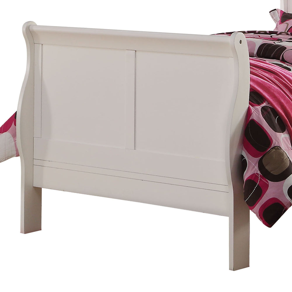 English Elm White Sleigh Bed Twin with Curved Headboard, Solid Pine Frame, White Finish, Box Spring Required B062S00526
