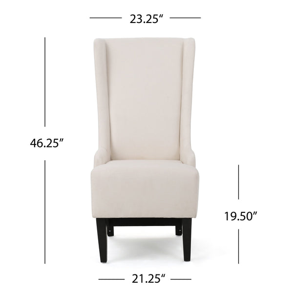 English Elm Dining Chair Tall Wingback Upholstered Seat Birch Legs Contemporary Statement Piece N769P386662W