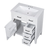 English Elm 30" Bathroom Vanity With Sink Combo, White Bathroom Cabinet With Drawers, Solid Frame and Mdf Board (Old Sku:N725S999222K)