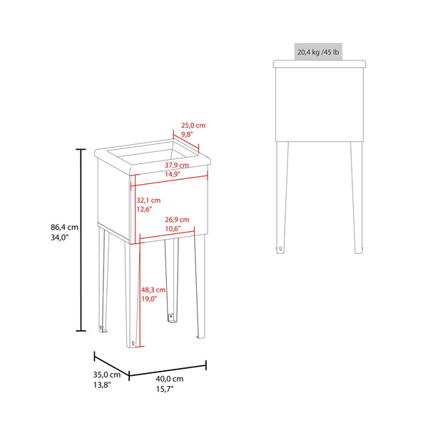 English Elm Katy Compact White Utility Sink with Slender Metal Legs for Laundry Mudroom Use B128S00246
