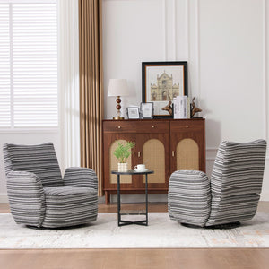 English Elm Modern Boucle 360° Swivel Leisure Chair with High‑Resilience Sponge, Supportive Curve, 550lb Capacity Dark Gray W395P355513