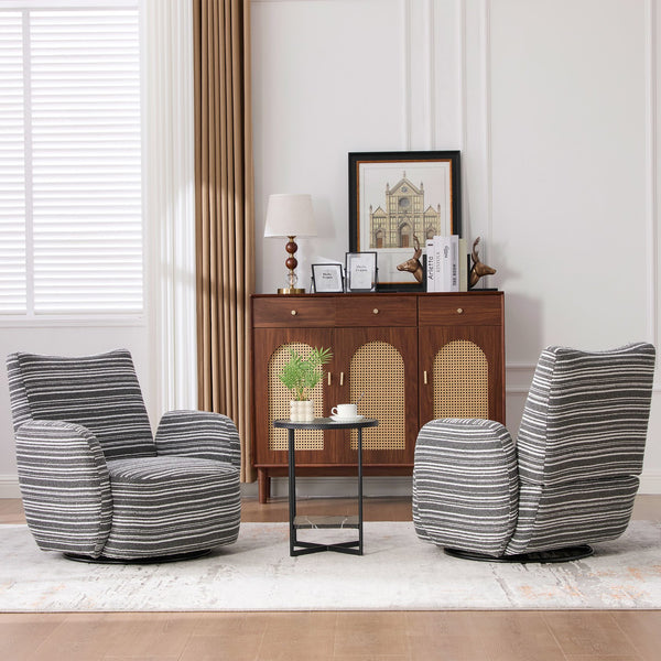 English Elm Modern Boucle 360° Swivel Leisure Chair with High‑Resilience Sponge, Supportive Curve, 550lb Capacity Dark Gray W395P355513
