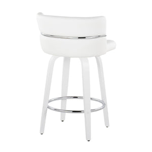English Elm Fixed-height Swivel Counterstools Faux Leather Seat Chrome Footrest Kitchen Island Set B202S01801