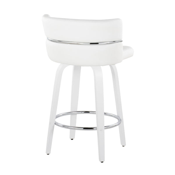 English Elm Fixed-height Swivel Counterstools Faux Leather Seat Chrome Footrest Kitchen Island Set B202S01801