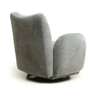 English Elm 360° 360 Swivel Accent Chair Plush Chenille Upholstered Circular Seat for Living Room Office Dark Grey W2901P463495