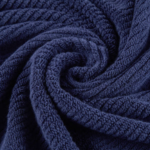JLA Home Madison Park - 100% Cotton Diagonal Ribbed Hand Towel — Plush Zero-Twist 506 GSM Quick-Dry Luxury for Home Spa Navy MP73-8862