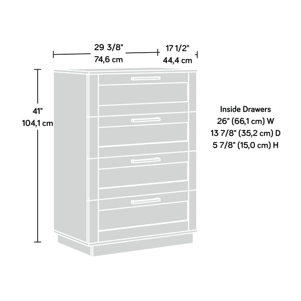 English Elm 4-Drawer Chest In Sleek Black Finish - Stylish Storage Solution For Bedrooms & Living Areas, Easy Assembly B356P402759