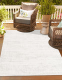 Unique Loom Outdoor Modern Cartago Machine Made Abstract Rug Gray, Ivory 9' 0" x 12' 0"
