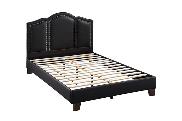English Elm Contemporary Faux Leather Full Platform Bed Three Panel Headboard Urban Bedroom Frame B011S02052