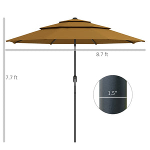 English Elm Outsunny 9Ft 3-Tier Patio Umbrella With Crank & Tilt - Stylish Shade For Decks, Gardens & More! W2225P200465-GIGA