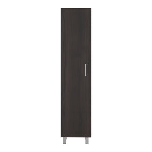 English Elm Vegas Tall Narrow Oak Tower Cabinet with Fixed Shelves for Laundry Utility Rooms Walnut Brown B128P473978