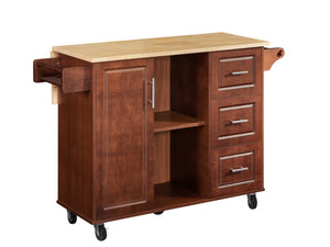 English Elm Mobile Kitchen Island Cart With 3 Drawers