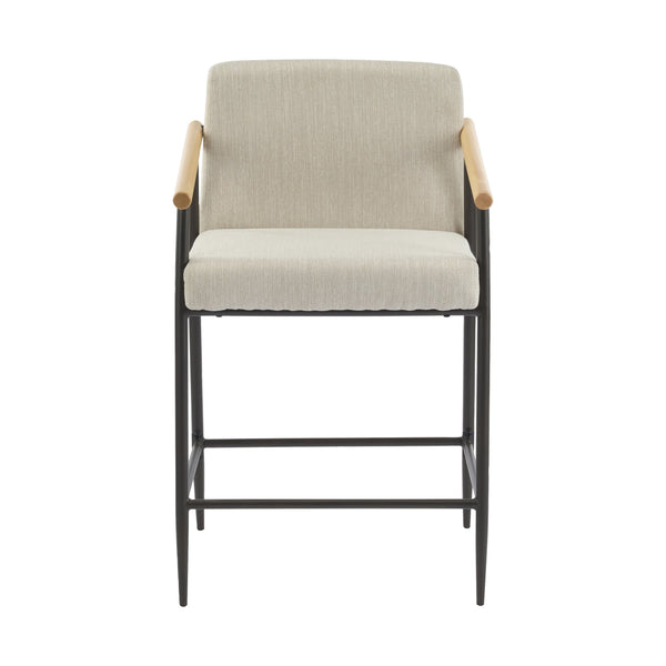 English Elm Christopher Knight Home® - Counter Stool Mid-Century Modern Set of 2 with Metal Frame, Soft Cushions & Solid Wood Armrests Beige,Espresso N771P247153M