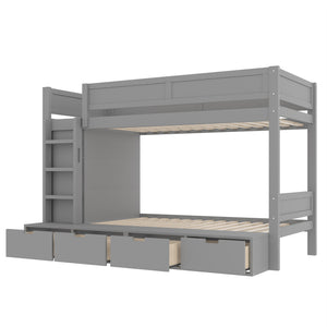 English Elm Twin Triple Bunk Bed Metal L-shaped Frame Sleeps Three Kids White Finish W1580S00474