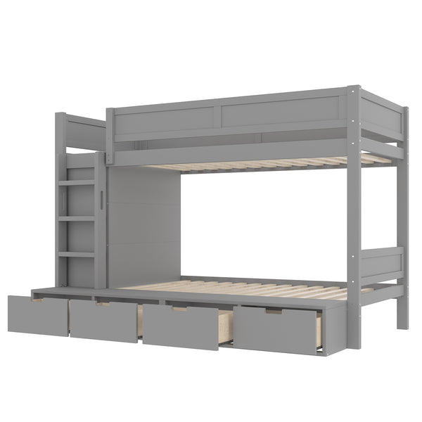 English Elm Twin Triple Bunk Bed Metal L-shaped Frame Sleeps Three Kids White Finish W1580S00474
