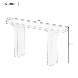 English Elm U_style Farmhouse Console Table Acacia Veneer Top Solid Wood Legs Entryway Foyer N711P207657B