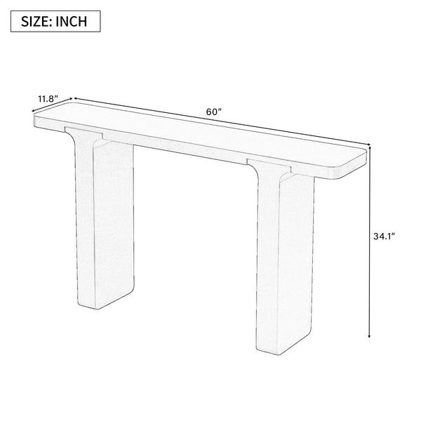 English Elm U_style Farmhouse Console Table Acacia Veneer Top Solid Wood Legs Entryway Foyer N711P207657A