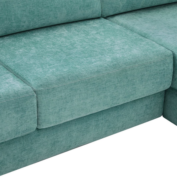 English Elm L-shaped Chenille Sectional Sofa with Deep Modular Seating and Layered Cushion Comfort Teal N763S000090F