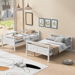 English Elm Twin Twin-over-Full Bunk Bed with Attached Ladder and Full-Length Guardrails for Safe Space-Saving Sleep White SM000118AAK-1