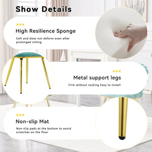 English Elm Set of 2 Teal Velvet Bubble Backrest Dining Chairs with Sculptural Gold Legs W1512P491829