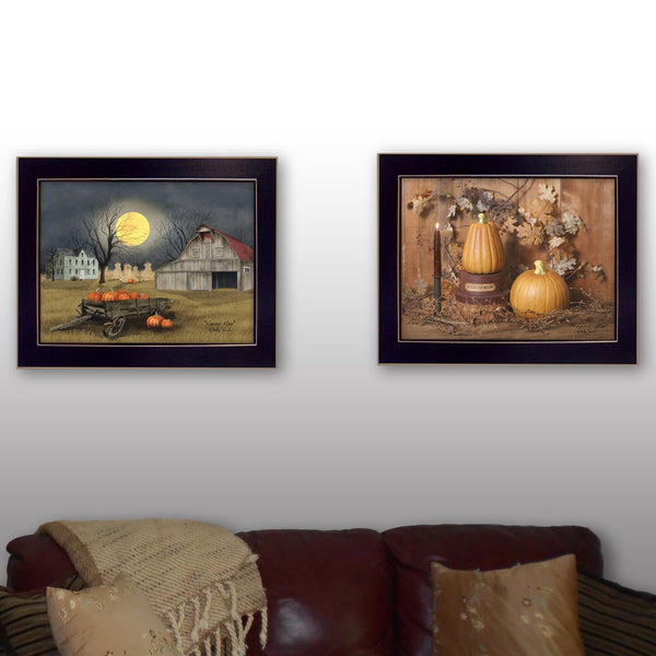 English Elm "pumpkin Space Harvest" Billy Jacobs 2-panel Framed Art Rustic Farmhouse Wall Decor B06786900