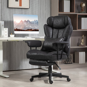 English Elm Homcom Big And Tall Executive Office Chair With Footrest, Lumbar Support, And Recline - Black W2225P250011